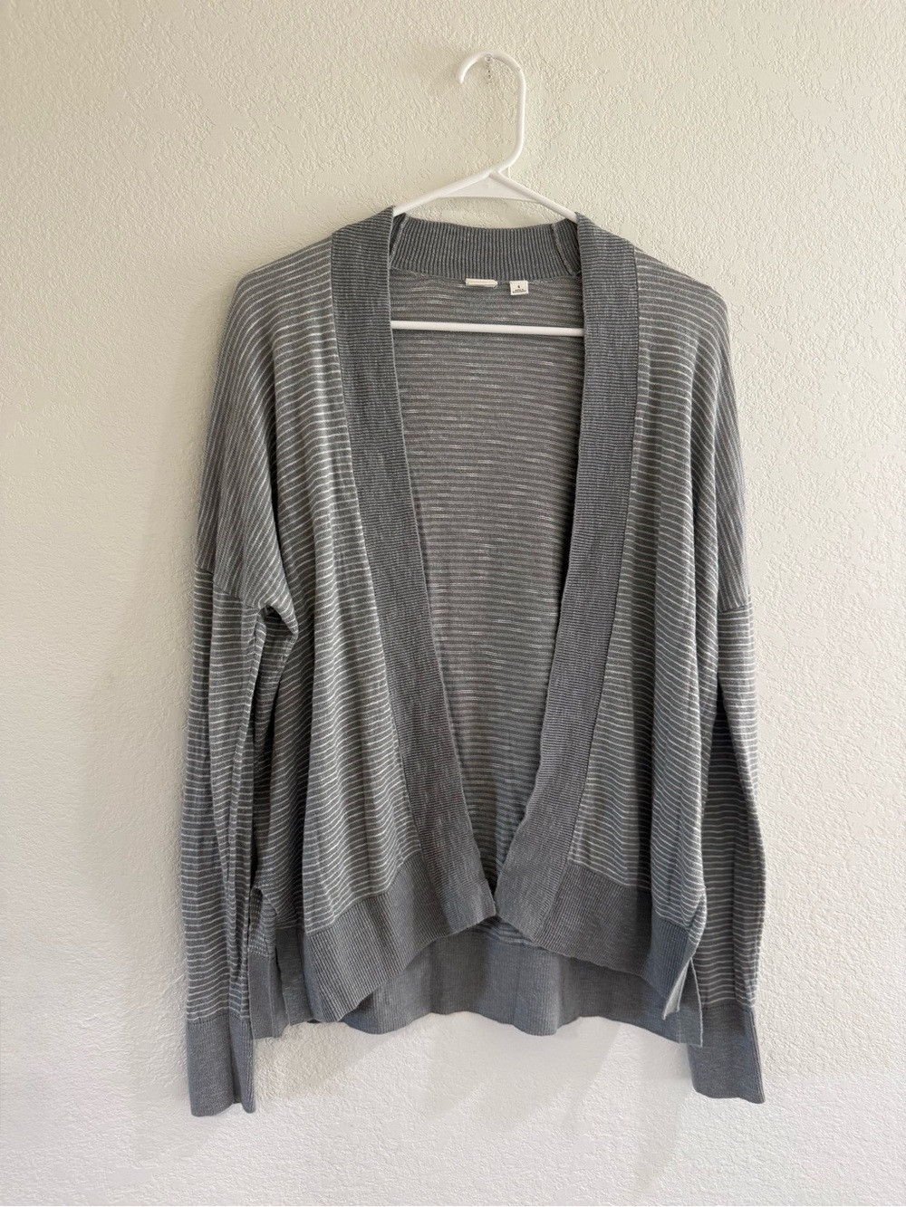 GAP Gray & Light Gray Striped Open Cardigan
